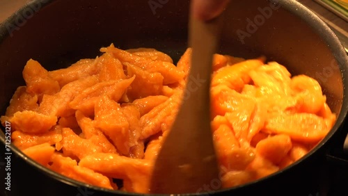 Fry the gnocchi in a pan with a little oil, High quality 4k footage photo