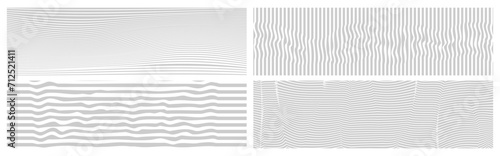 Twisted and distorted vector groovy hippie background set. Waves, swirl, twirl pattern. Retro backgrounds in psychedelic style. Vector illustration