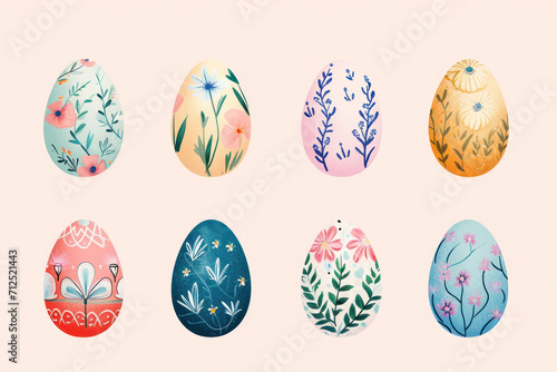 Set of colorful painted Easter eggs