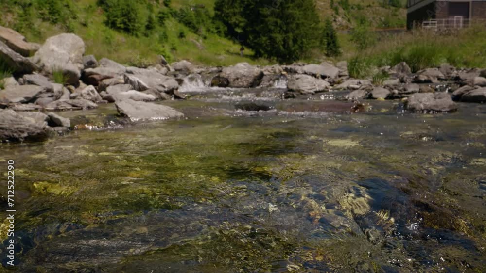 Clean water flowing in a mountain river rushing down. Water close up rushing through rocks background. Rapid clean flow in national park. Clean water flowing in a mountain river rushing down. Water close up rushing through rocks background. Rapid clean flow in national park.