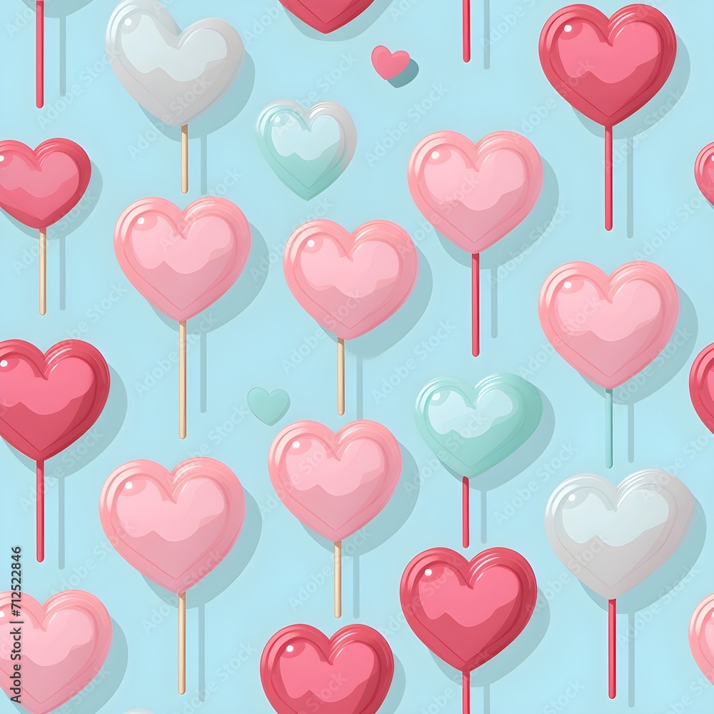 Heart Lollipop for Valentine s day with seamless pattern