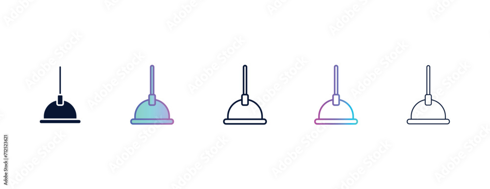 plunger outline icon. Filled, line, gradient, thin icon from cleaning collection. Editable vector isolated on white background - obrazy, fototapety, plakaty 