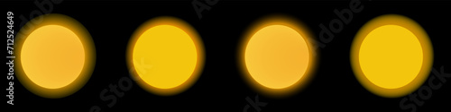 Neon circle sun glowing ring. Round transparent colored neon vector frame isolated on dark background