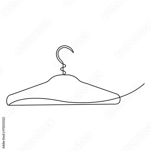 Continuous one line art drawing of doodle hanger symbol and outline art vector illustration