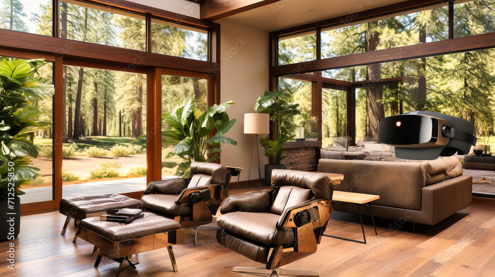 Fototapeta premium Luxury Home Interior: Stylish Living Room with Comfortable Furniture, Elegant Design, and Relaxing Ambiance