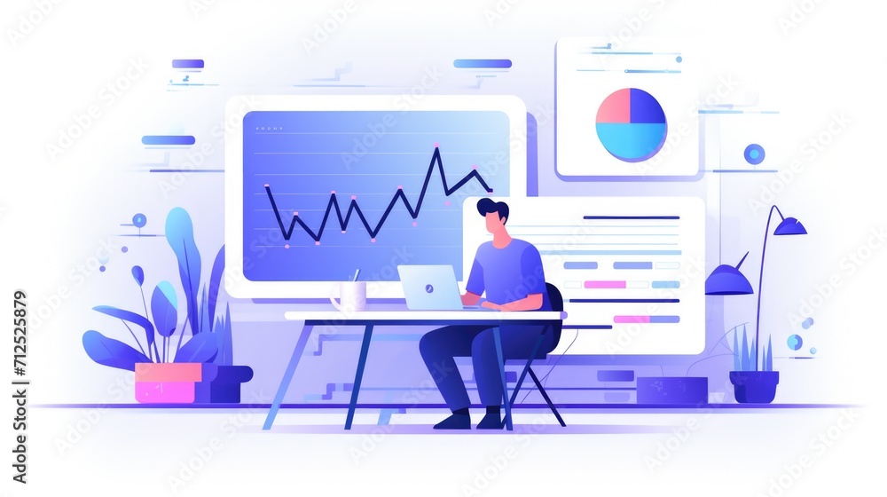 a Data Analyst, icon illustration, flat design a Data Analyst, icon illustration, flat design