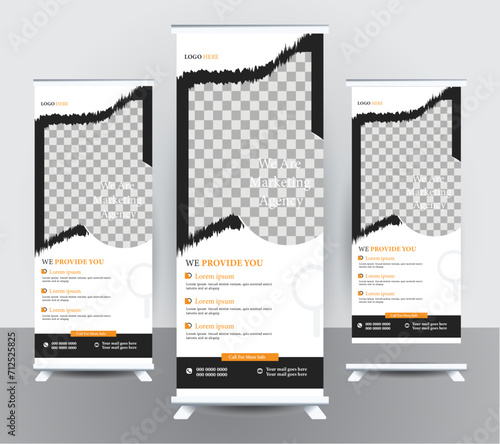 Simple and modern rollup banner design template .