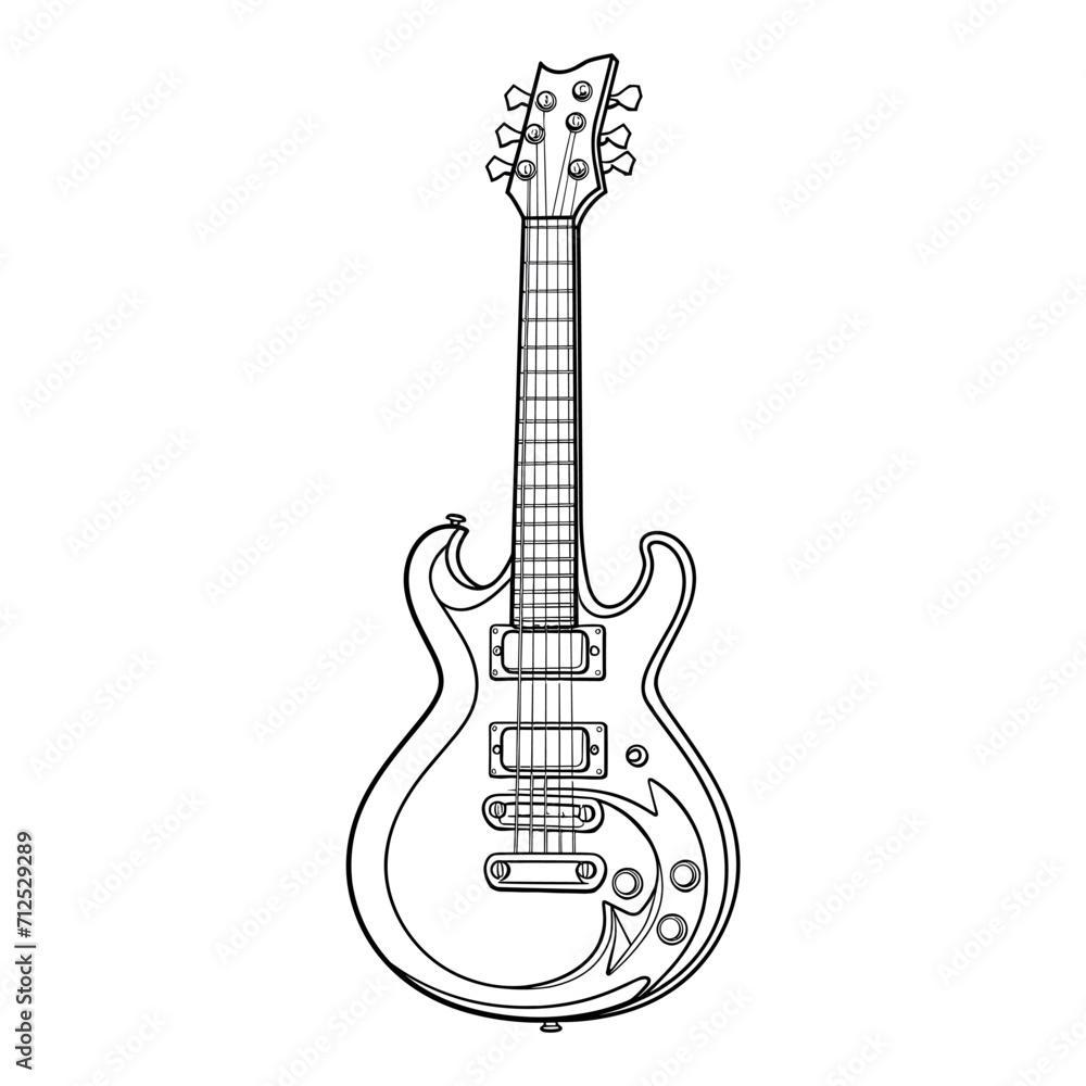 Guitar illustration coloring page - coloring book for kids