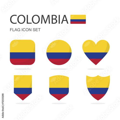 Free Download Colombia 3d flag icons of 6 shapes all isolated on white background. - GFXLoad
