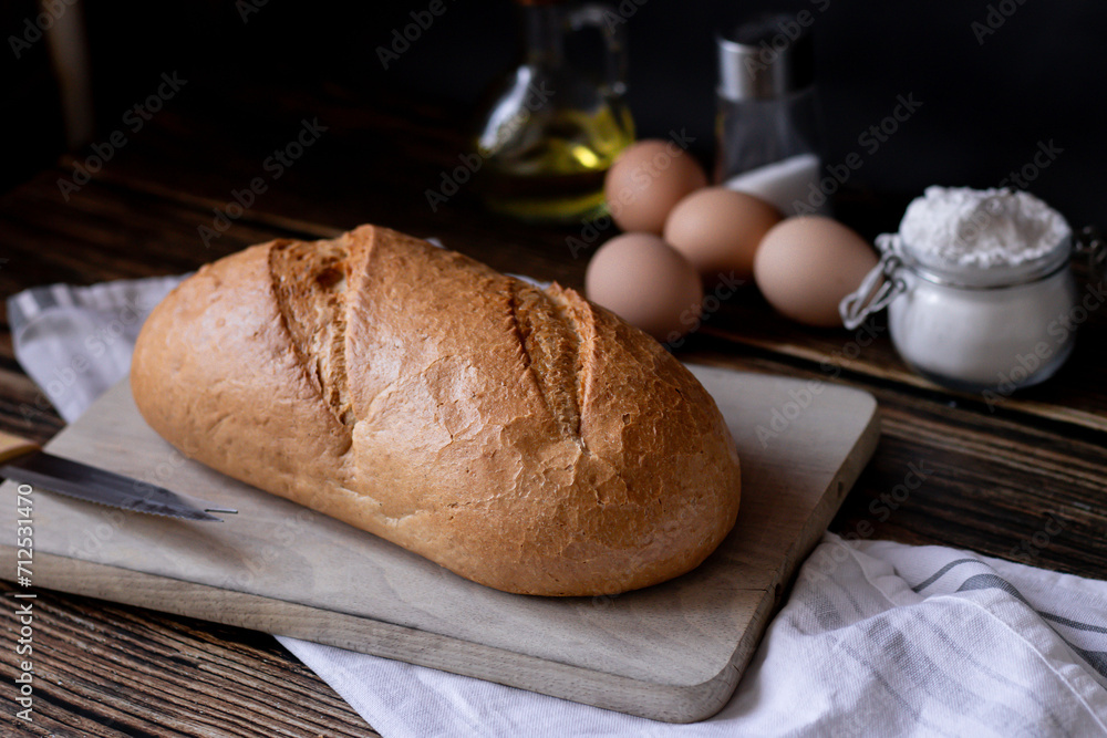 Bread. sliced ​​bread on a wooden background. food