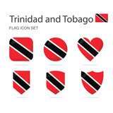 Trinidad and Tobago 3d flag icons of 6 shapes all isolated on white background.