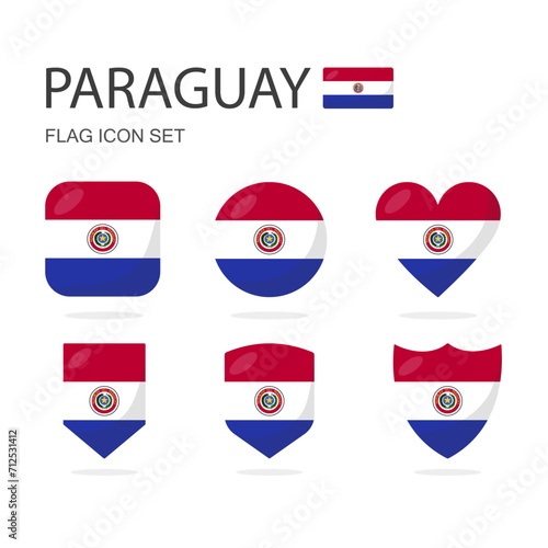 Free Download Paraguay 3d flag icons of 6 shapes all isolated on white background. - GFXLoad