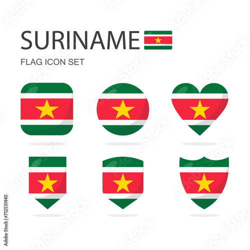 Suriname 3d flag icons of 6 shapes all isolated on white background. Free Download Suriname 3d flag icons of 6 shapes all isolated on white background. - GFXLoad