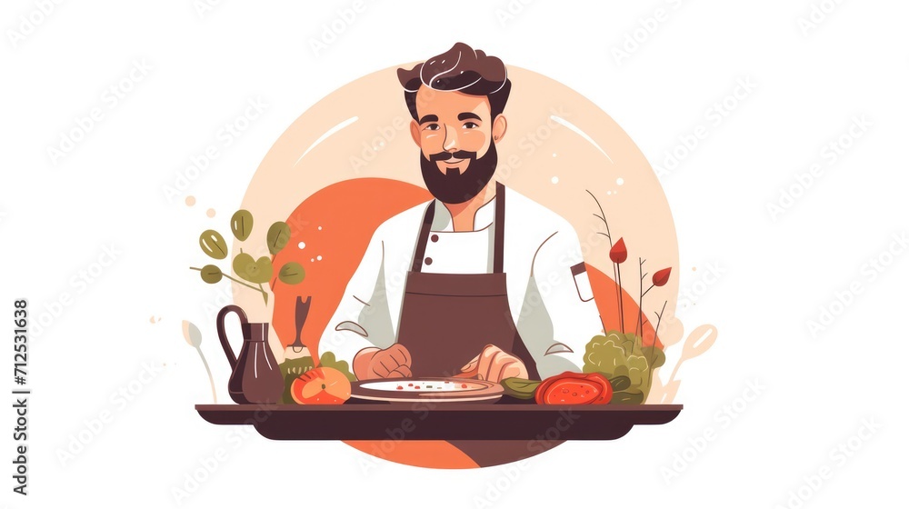 a chef , icon illustration, flat design a chef , icon illustration, flat design