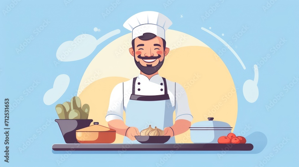 a chef , icon illustration, flat design a chef , icon illustration, flat design