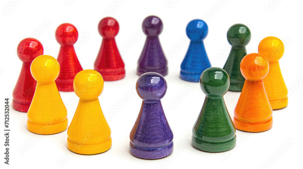 Multicoloured figures depicting a group of people on a white background symbolising different races, different genders and sexual orientations Multicoloured figures depicting a group of people on a white background symbolising different races, different genders and sexual orientations