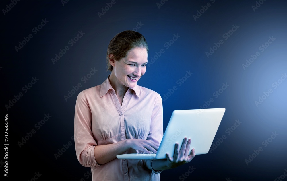 Young smart student work on laptop Young smart student work on laptop