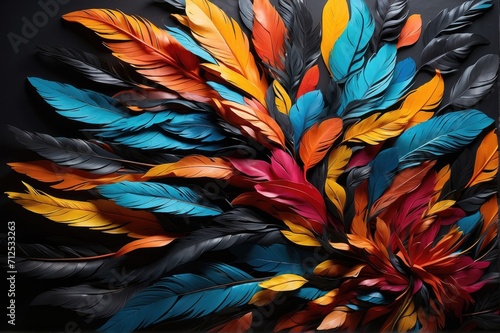 Colorful Feathers Abstract Pattern Design Background © Hashen