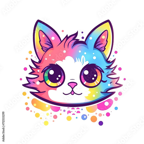 cute cat design, good for t-shirt screen printing, generative AI