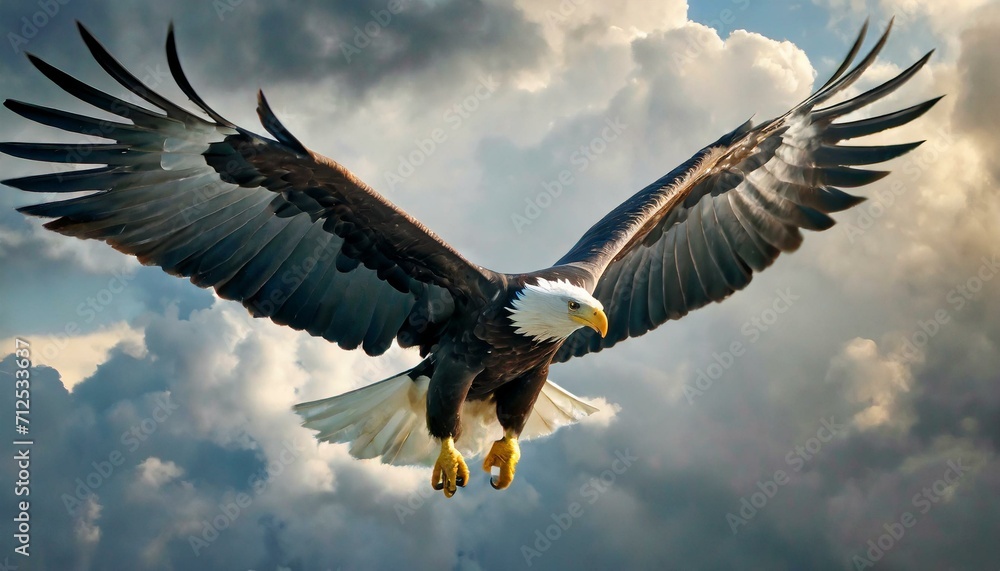 an eagle gracefully navigating the skies, its wings gracefully spread against a backdrop of clouds, capturing the essence of freedom and the beauty of flight. an eagle gracefully navigating the skies, its wings gracefully spread against a backdrop of clouds, capturing the essence of freedom and the beauty of flight.