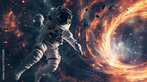 astronaut falling into a black hole