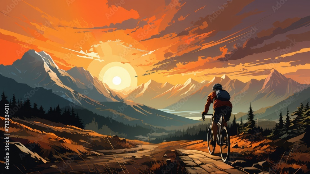 a modern illustration about cycling