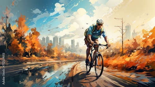 a modern illustration about cycling