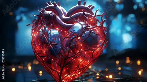 Abstract Blue and Red Human Heart - Heart Anatomy