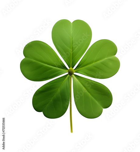 Perfect Clover Leaf cut out on transparent background, symbolizing good luck