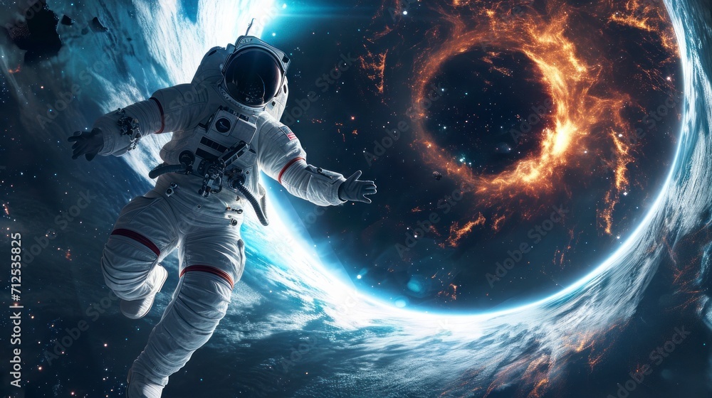Fototapeta premium astronaut falling backwards into a hole