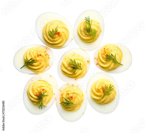 American food Deviled Eggs isolated on transparent background. PNG file, cut out