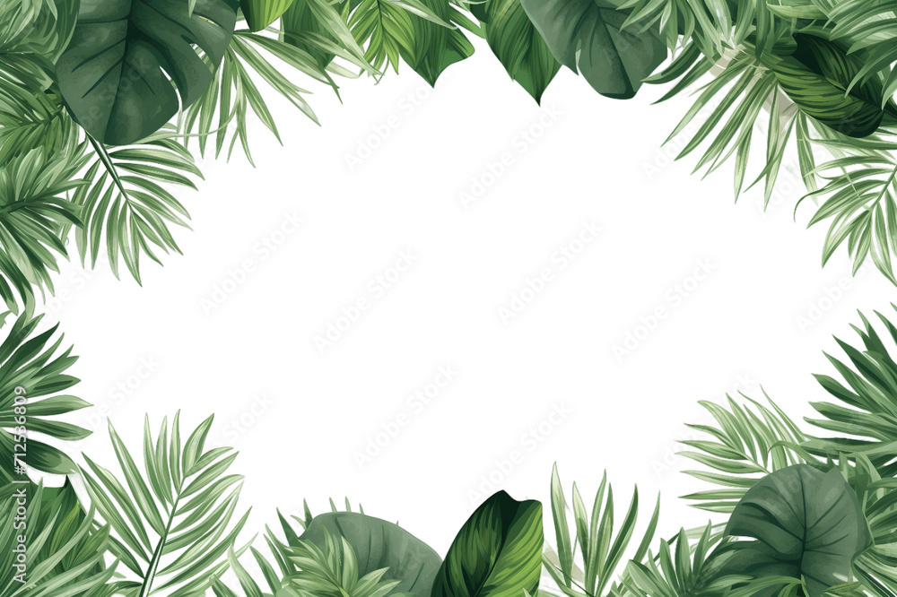 Tropical palm leaves broder frame isolated on transparent background. PNG file, cut out Tropical palm leaves broder frame isolated on transparent background. PNG file, cut out