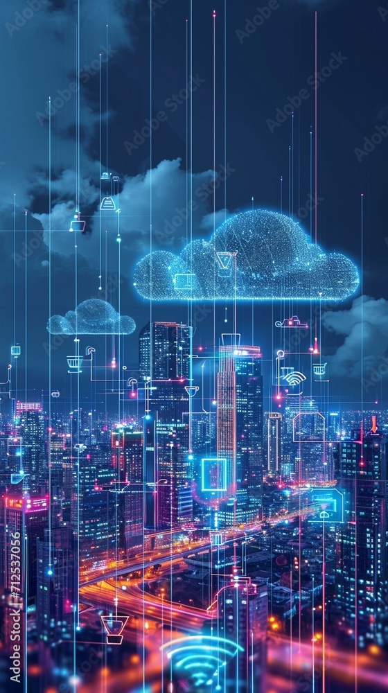 Smart city with 5G technology on top of which there generated by ai Smart city with 5G technology on top of which there generated by ai