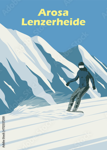 arosa lenzerheide poster vintage by lawoel illustration design photo