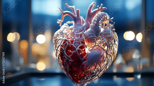 Heartfelt Precision: Anatomy of the Human Heart on Medical Background photo