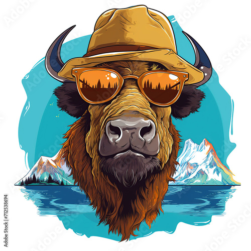 Bison design, best for t-shirt screen printing, generative AI