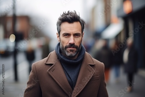 Portrait of a handsome middle-aged man in a coat.