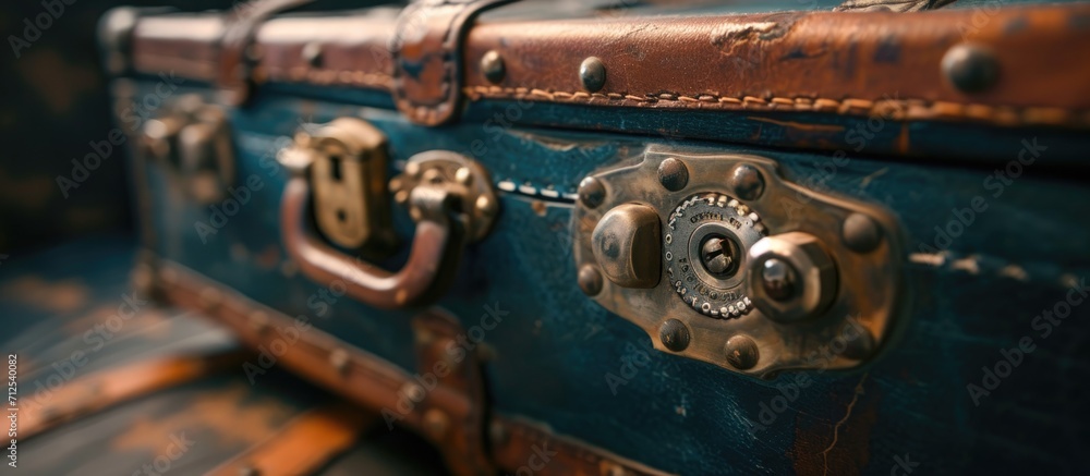 Close-up of combination lock on suitcase with numbers.