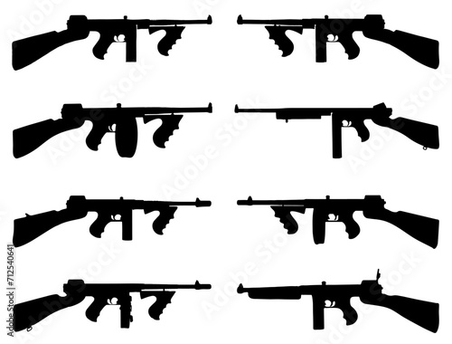 Thompson M1921 submachine guns silhouette vector art photo