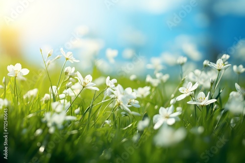 Jasmine flowers meadow. Selective focus spring nature