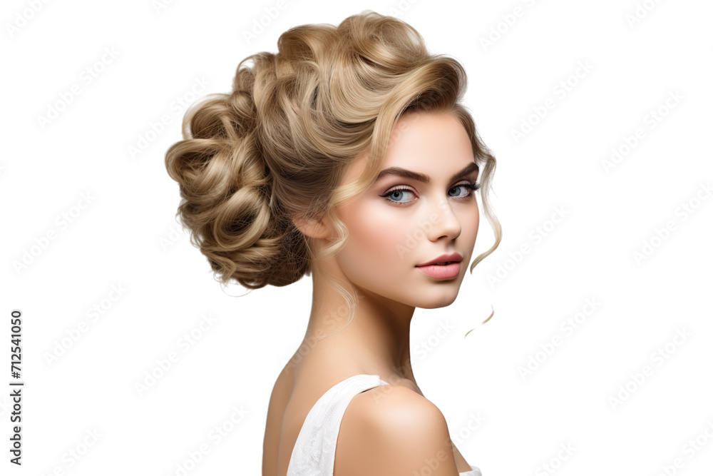 beautiful model with updo wedding hairstyles isolate on white background PNG beautiful model with updo wedding hairstyles isolate on white background PNG