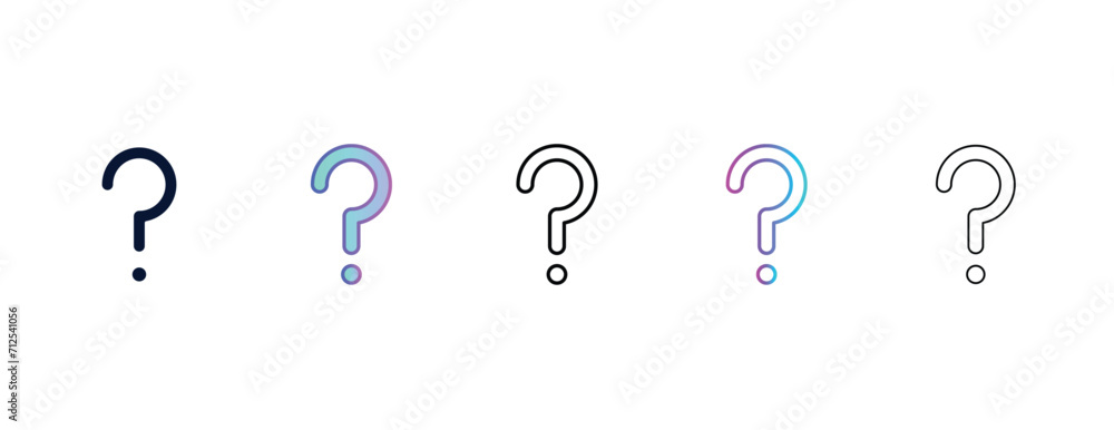 question mark outline icon. Filled, line, gradient, thin icon from user interface collection. Editable vector isolated on white background - obrazy, fototapety, plakaty 