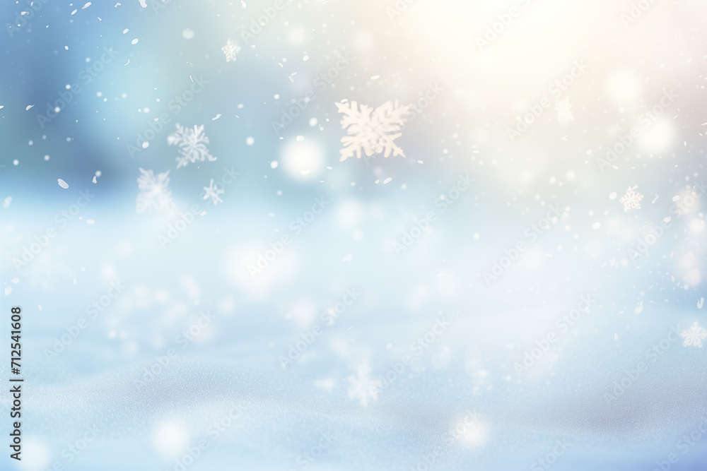 abstract snowy christmas bokeh background, snowfall on untouched virgin snow abstract snowy christmas bokeh background, snowfall on untouched virgin snow
