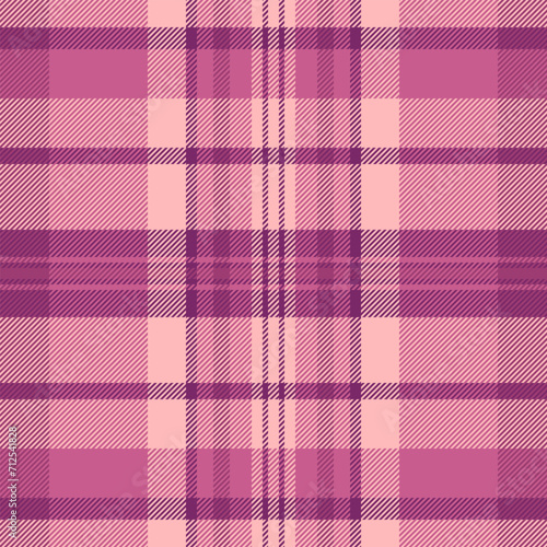 Plaid vector texture of seamless textile fabric with a tartan check background pattern.