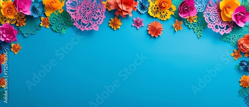 Vibrant Papel Picado on Festive Background

