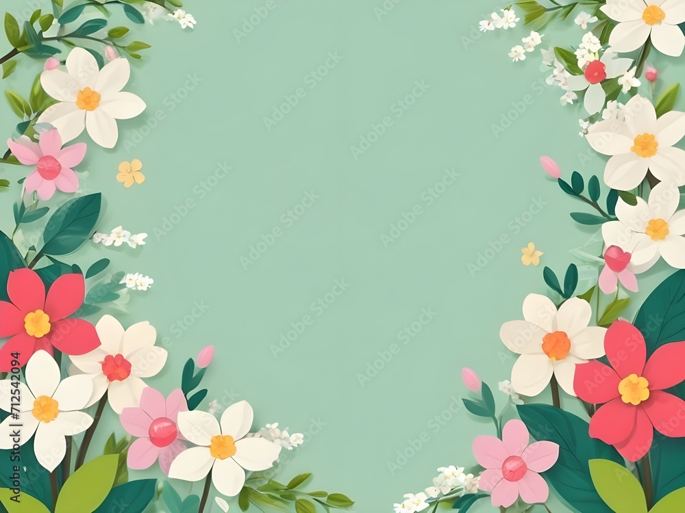 Fototapeta premium Photo beautiful spring flowers background frame with copy space.