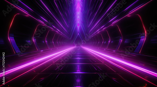 Black background with purple neon lines, futuristic style, with soft sunlight render