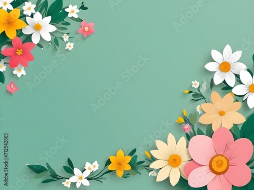 Photo beautiful spring flowers background frame with copy space. © Elite Elegance