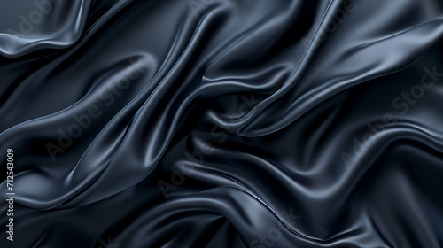 Black satin background, Black technology display background, abstract background luxury cloth or liquid wave or wavy folds, Ai generated image 