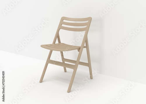 Modern Plastic Chair with White Background 3D Render